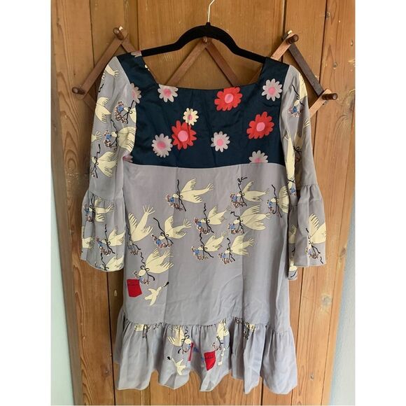 CoreylynnCalter by Anthropologie dove love birds print silk tunic mini dress - Picture 2 of 8